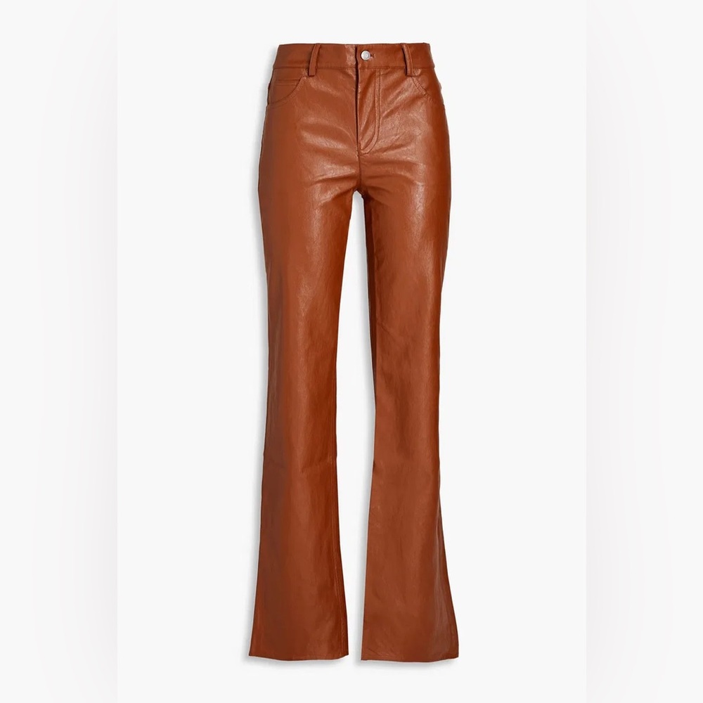 ALC Freddie Faux Leather Boot Cut Jeans Cognac NWOT